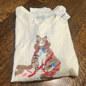 Women’s JCrew Shimmery Cat Long Sleeve Tee Shirt